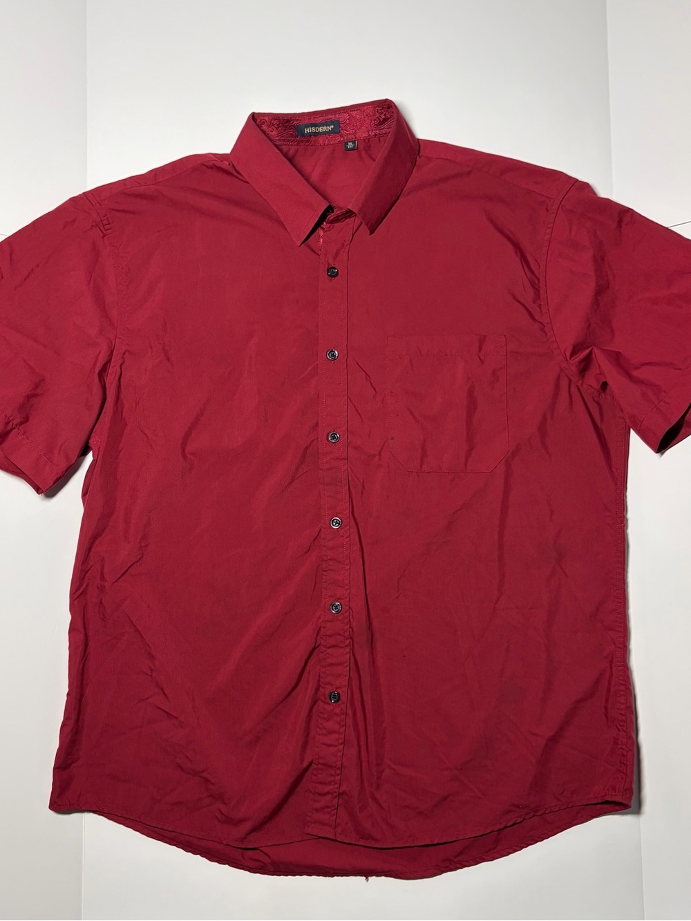 Hisdern Crimson Short-Sleeve Button-Down Shirt Mens XL